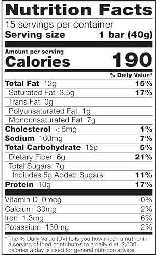 Nature Valley Breakfast Bars, Protein Granola Bars, Peanut Butter Dark Chocolate, Chewy, Gluten-Free, Individually Wrapped, On-the-Go, No Artificial Flavors or High Fructose Corn Syrup, 15-Count Box