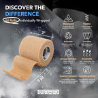 Hampton Adams | As Seen on Shark Tank | Self Adhesive Bandage Wrap (14-Pack) | 15ft | Pet Safe | Breathable Athletic Elastic Cohesive Bandage for Sports Injury Ankle Knee Wrist sprains (Beige)