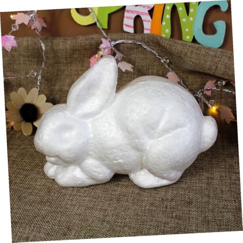 FUOYLOO Foam Rabbit Craft Figurines 2Pcs 17.3X12.5X8.5Cm White DIY Easter Decoration Unfinished Bunny Modeling for and Home Seasonal Décor