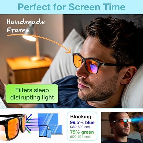 +1.0 +1.5 +2.0 +2.5 Orange Blue Light Blocking Reading Glasses for Better Sleep - Migraine Glasses for Women & Men