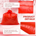 50 Pack Biohazard Waste Bags 30 Gallon Red Trash Liner 31.5 x 35.4 No Leak Trash Bags for Hospital Use Infectious Waste Disposal