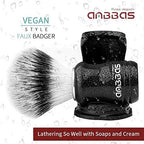 Anbbas Synthetic Badger Shaving Brush with Black Holder Stand,Resin Handle Foam Brush 2in1 Set for Men Wet Shave