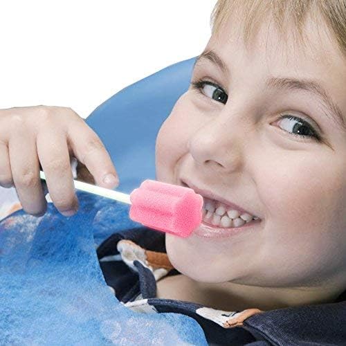 Disposable Oral Swabstick Oral Care Foam Swabs, Individually Wrapped, Untreated,Pink, 150 counts