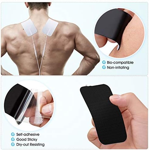 10 Pieces Large Electrode Pads - Premium Reusable TENS Unit Pads with Standard 2mm PIN Connector - 2x4 Inches Self-Adhesive for Pain Relief and Muscle Stimulation