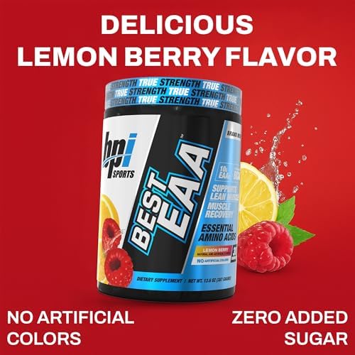 BPI Sports Essential Amino Acids EAA Powder - Pre, Intra & Post Workout Drink - BCAA Powder for Men & Women, EAA + BCAA + Hydration, Advanced Formula with 10g of EAA. (Lemon Berry)