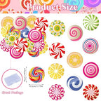 36PCS Edible Candyland Cupcake Toppers Wafer Paper Lollipop Garland Cupcake Decor Wafer Sheet Edible Candy Dessert Picks for Sweet Candy Theme Birthday Baby Shower Party Decor