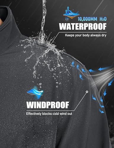 MAGCOMSEN Men's Fleece Lined Softshell Jacket Lightweight Waterproof Windbreaker Zip Up Winter Rain Coat Tactical Hiking