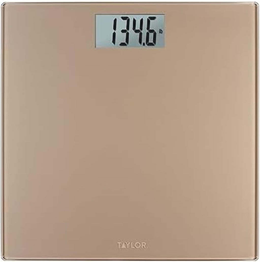 Taylor Digital Scale for Body Weight, 400 LB Capacity, Durable Glass Platform 11.8 x 11.8 Inches, Easy Read 3.2 x 1.5 In Display, Offering Daily Use in Homes for Enhance Performance, Champagne