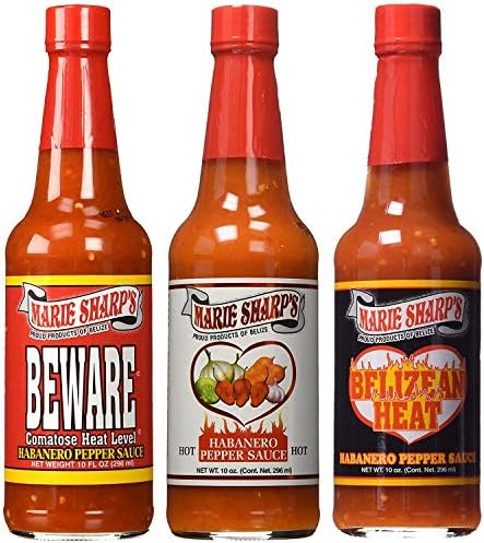Marie Sharp's HOT HABANERO BEWARE COMATOSE and BELIZEAN HEAT Pepper Sauce 10oz