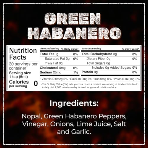 SPYCE Habanero Hot Sauce, Vegan, Gluten Free, Low Sodium, Non-GMO, No MSG, No Sugar, No Filler (5 oz, Green Habanero)