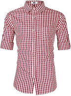 Men's German Bavarian Oktoberfest Casual Plaid Dress Shirt Checkered Button Down Shirts Long Sleeve Classical Shirts