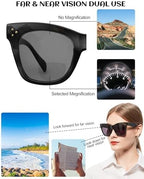 Oversized Bifocal Sunglasses for Women UV Protectin Bifocal Sun Readers for Driving, Vacation, Outdoor