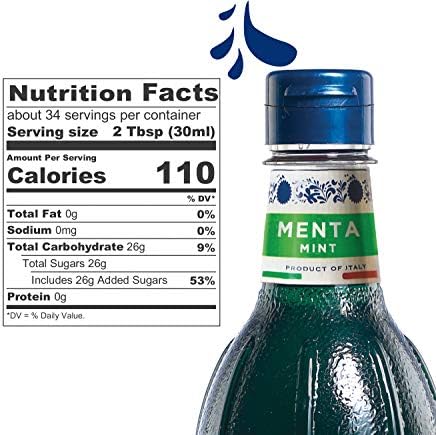 Fabbri Flavoring Syrup, Mint, Made in Italy, 33.8 Ounce (1 Liter)