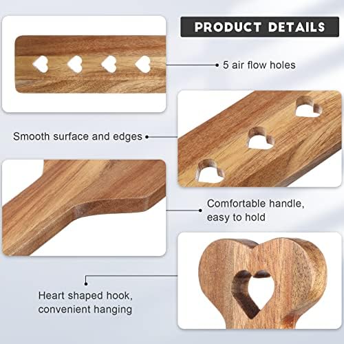 Baderke Wooden Paddle for Discipline with Airflow Holes 13.4 Inch Acacia Fraternity or Sorority Greek Wood Paddle Solid Thick Lightweight with Smooth Surface