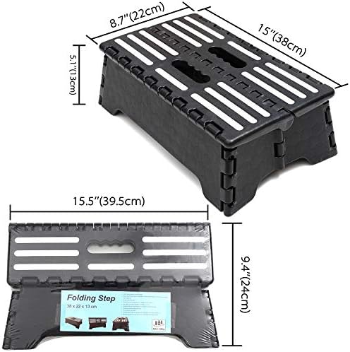 Portable Folding Step Stool, 5 inch Lightweight Anti-Skid Stepping Stool, Non-Slip Textured Grip Surface for Adults Seniors at Home, Kitchen, Bathroom, Bedroom, Closet, Holds Up to 300 Pounds Black