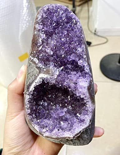 JIC Gem Natural Amethyst (2 lb to 3 lb) Crystal Cluster from Brazil Light Purple Quartz Geode for Home Decor