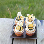 60 PCS Edible Bumble Bee Cupcake Toppers Edible Honey Bee Cupcake Picks Waper Paper Oh Babee Cupcake Decorations for Bee Theme Baby Shower Boys Girls Birthday Party Cake Food Decorations Supplies