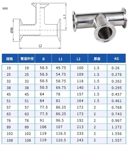 Stainless Steel Cast Pipe Fitting, 304 Stainless Steel 3 Way Ferrule Connector，OD 19mm 25 32 38 45 51mm Ferrule 50.5 64 Tri Clamp Pipe Fitting, 1pcs(25mm x Ferrule 50.5) AIQFTGSNS