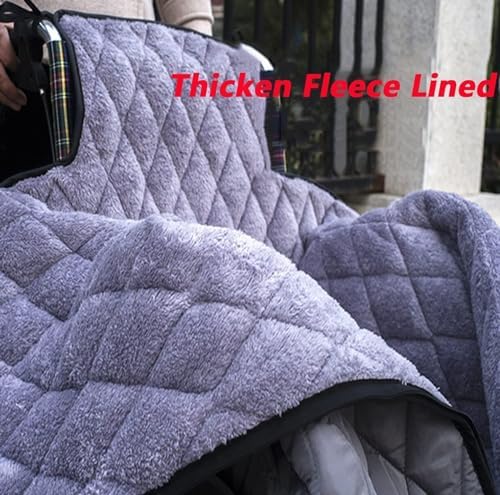 McbeAn Winter Thicken Wheelchair Warmer Blanket, Windproof Fleece Lined Cozy Leg Cover with Zipper Easy to Put On and Take Off, for Leg Lower Body Warm for Elderly Patients and Disabled