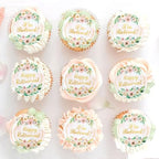 40Pcs Edible Floral Happy Retirement Cupcake Toppers Circle I'm Retired Cupcake Picks for Female Retirement Farewell Party Official Retired Women's 67th 70th Birthday Cupcake Cake Decorations