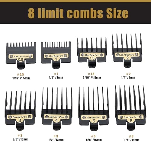 8PCS Clipper Guards for BaBylissPRO Barberology FX870, FX880, FX825, and FX673 Clippers,Trimmer Replacement Guards for Babyliss Clippers,Black