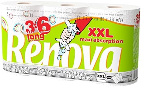Renova Max Absoption XXL Kitchen Roll, 24 Double Rolls Equivalent to 48 Standard Rolls, Decorated Rolls, Maxi Absorbent