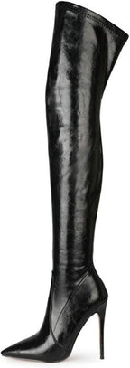 Stool 12.5CM/4.92IN Women's Fashion Pointed Head Fashion Boots Catwalk Nightclub Over-The-Knee Boots Stiletto Super high-Heeled Sexy Fashion Boot Pole Dancer Stripper Boots