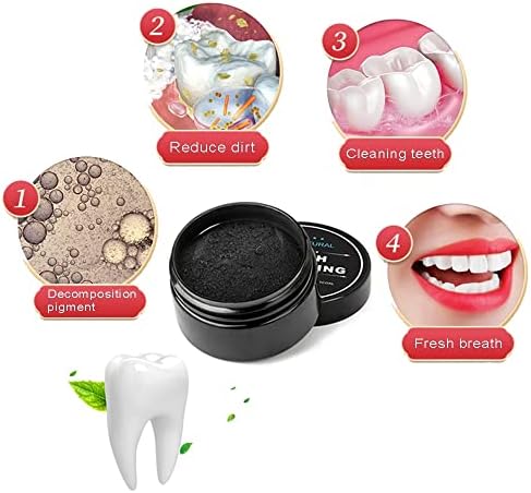 Teeth Whitening Charcoal Powder + Bamboo Brush Oral Care Set, WUBLSYAN Natural Activated Charcoal Teeth Whitener Powder, No Hurt on Enamel or Gum