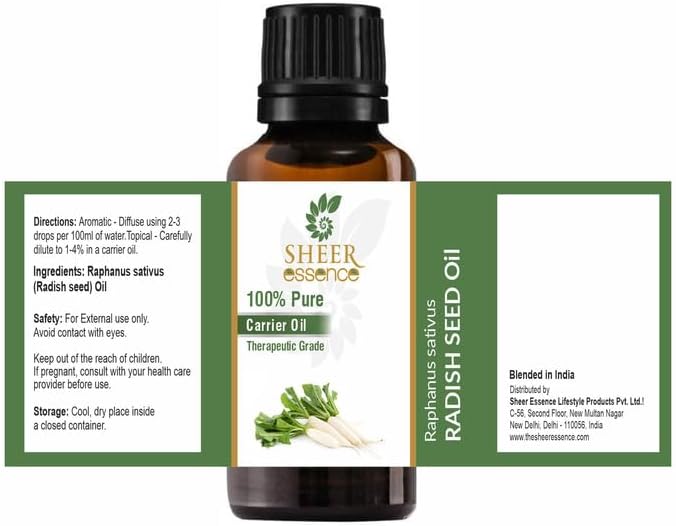 Radish Seed Oil -(Raphanus Sativus)- Carrier Oil 100% Pure Natural Undiluted Uncut Therapeutic Grade Oil 8.45 Fl.OZ