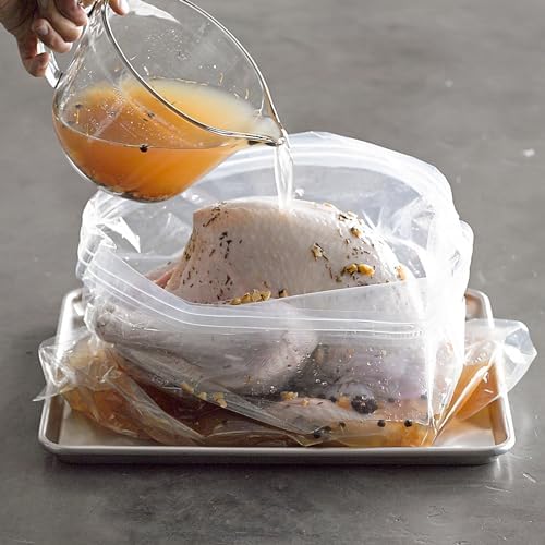 Turkey Brine Bags 4 Pack, 22"×26" Extra Large brine bag for Turkey Holds up 40lbs, Thickened Brining Bag with 4 removable zipper assist clips and Cotton Strings