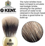 Kent INF1 Infinity Ultra-Soft Silvertex Bristles Shaving Brush Synthetic Bristles Crimped to Emulate Real Badger Bristle for Ultimate Shave Experience Perfect Lather for Shave Cream and Shaving Soap