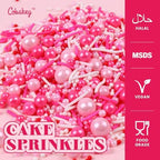 Pink Sprinkles for Cake Decorating 4.23ounce - Valentines Sprinkles for Baking, Cupcake, Ice Cream, Candy, Cookie Decorations - Pearl Sprinkles for Valentines Princess Bridal Shower Wedding Party