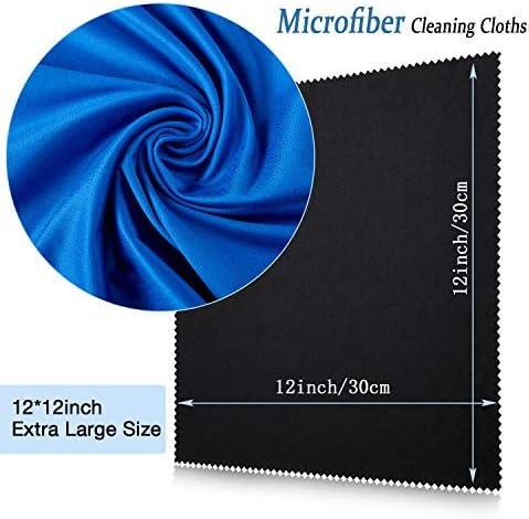 Frienda 12 Pack Large Microfiber Glass Cleaning Cloths 12 x 12 Inch Oversized Eyeglass Sunglasses Cleaning Cloths for Electronics Glasses Screens and Lenses(Black, White, Gray, Royal Blue)