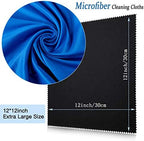 Frienda 12 Pack Large Microfiber Glass Cleaning Cloths 12 x 12 Inch Oversized Eyeglass Sunglasses Cleaning Cloths for Electronics Glasses Screens and Lenses(Black, White, Gray, Royal Blue)