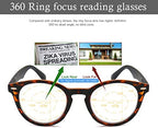 MIRYEA 360 Degree Ring Focus Lens Progressive Multifocal Reading Glasses Computer Multifocus Readers for Men Women Blue Light Blocking Lightweight Presbyopic Eyeglasses No Blind Zone Portable Eyewear