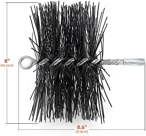 Stanbroil 8 Inch Round Poly Chimney Cleaning Brush with 1/4" NPT Fitting for Insulated Chimneys, Stainless Steel or Metal Stove Pipes- Works with Most Chimney Rod Sets