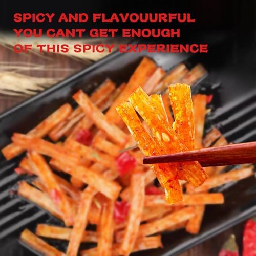 Mini Spicy Gluten Strips (La Tiao), Sweet & Spicy Flavor, hot strip, Irresistibly Chewy,latiao chinese snack (0.6oz Pack)Asian Snacks,辣条 10Pack