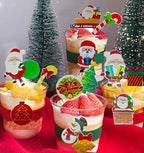 Morofme 300pcs Edible Christmas Cake Decoration Wafer Paper Christmas Cupcake Toppers Edible Santa Clause Xmas Tree Snowman Cupcake Decorations Holiday Cake Decor for New Years Theme Party