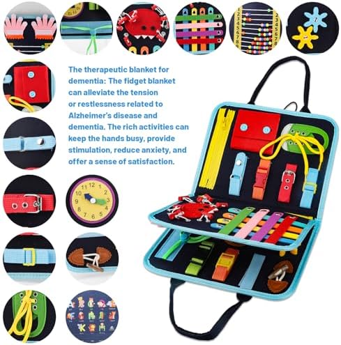 Fidget Blanket for Adults with Dementia,Dementia Activities for Seniors,Alzheimers Dementia Products for Elderly, Busy Board,Sensory Blanket for Autistic Autism.