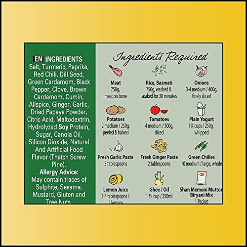 Shan Memoni Mutton Biryani Recipe and Seasoning Mix 2.11 oz (60g) - Spice Powder for Gujrati Style Pilaf - Suitable for Vegetarians - Airtight Bag in a Box