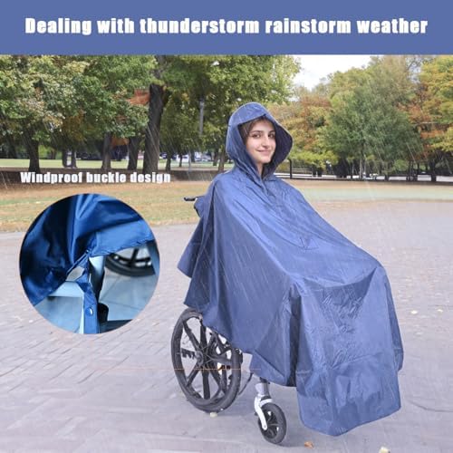Waterproof Wheelchair Poncho, Windproof Rain cover adults Mobility Scooter Poncho Cape
