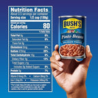 BUSH'S BEST 16 oz Canned Pinto Beans, Source of Plant Based Protein and Fiber, Low Fat, Gluten Free, Great For Soups, Salads and More, (Pack of 12)