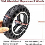 10x2, Wheelchair Front Wheel Accessories, 10inch Electric Wheelchair Replacement Wheels, Honeycomb Solid Tire, Suitable for Most Electric Wheelchairs, Bearing: 12mm，1 Pair