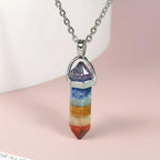 Gemstone Healing Crystal Pendant Double Point Bullet Necklace 20 Inches