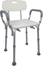 Mobiclinic, Shower Chair, Mod. Puerto, European Brand, Shower Seat, for Elderly and Disabled, Toilet Aid, Height Adjustable, Backrest, Armrests
