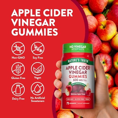 Nature's Truth Apple Cider Vinegar 600mg Vegan Gummies, 75 Count