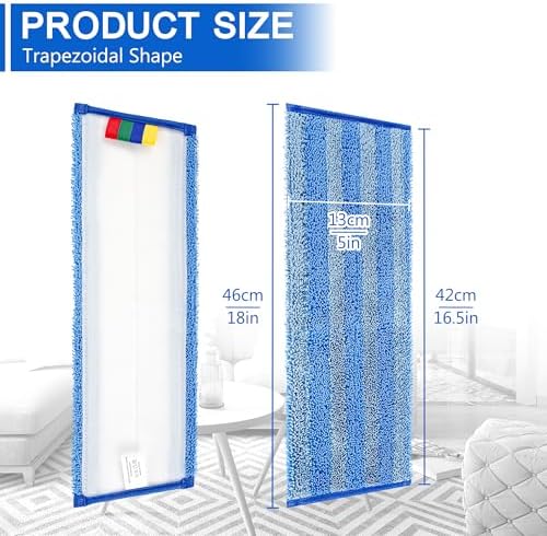 15 Pack Replacement Microfiber Mop Pad – Universal 17-18" Heavy Duty Reusable Refill – Thick Commercial Cleaning Pad for Wet & Dry Use - 18in Flat Mop Head (Trapezoid)