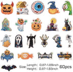 Morofme 60pcs Edible Halloween Cupcake Toppers Edible Ghost Cake Topper Wafer Paper Pumpkin Spider Cake Decorations Halloween Bat Black Cat for Cake Cookies Donut Decor, 21 kinds of patterns