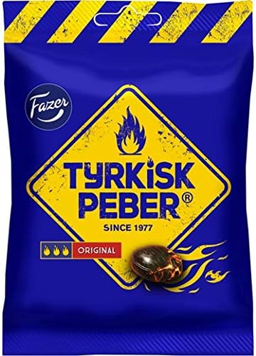4 x bags of 150g Fazer The Original Tyrkisk Peber (Turkish Pepper) Finnish Salmiakki Salmiak Caramel Hard Candy Sweets Candies Bag