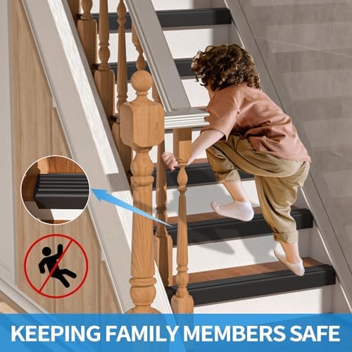 Elvone Stair Nosing, Rubber Edging Guard Trim Self Adhesive, Vinyl Staircase Step Edge Protector for Outdoor & Indoor(10 FT, Black)